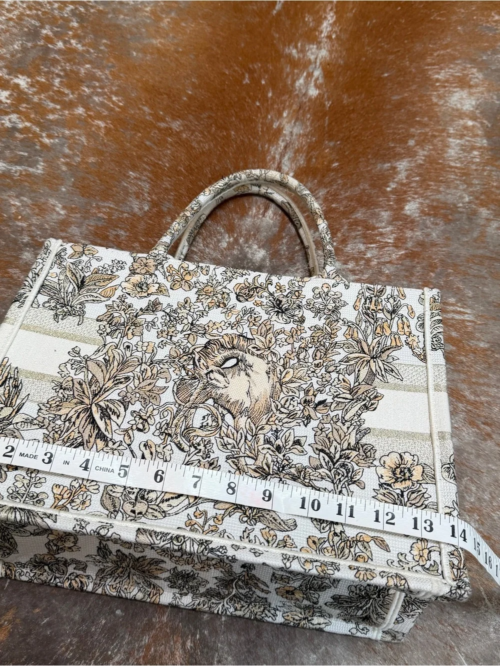 Cream and Black Floral Book Tote